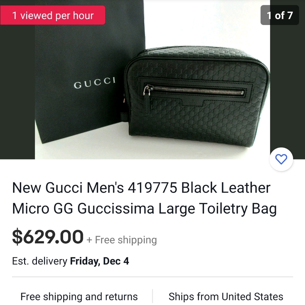 New Gucci  Black Leather Micro GG Gucc - Picture 3 of 3